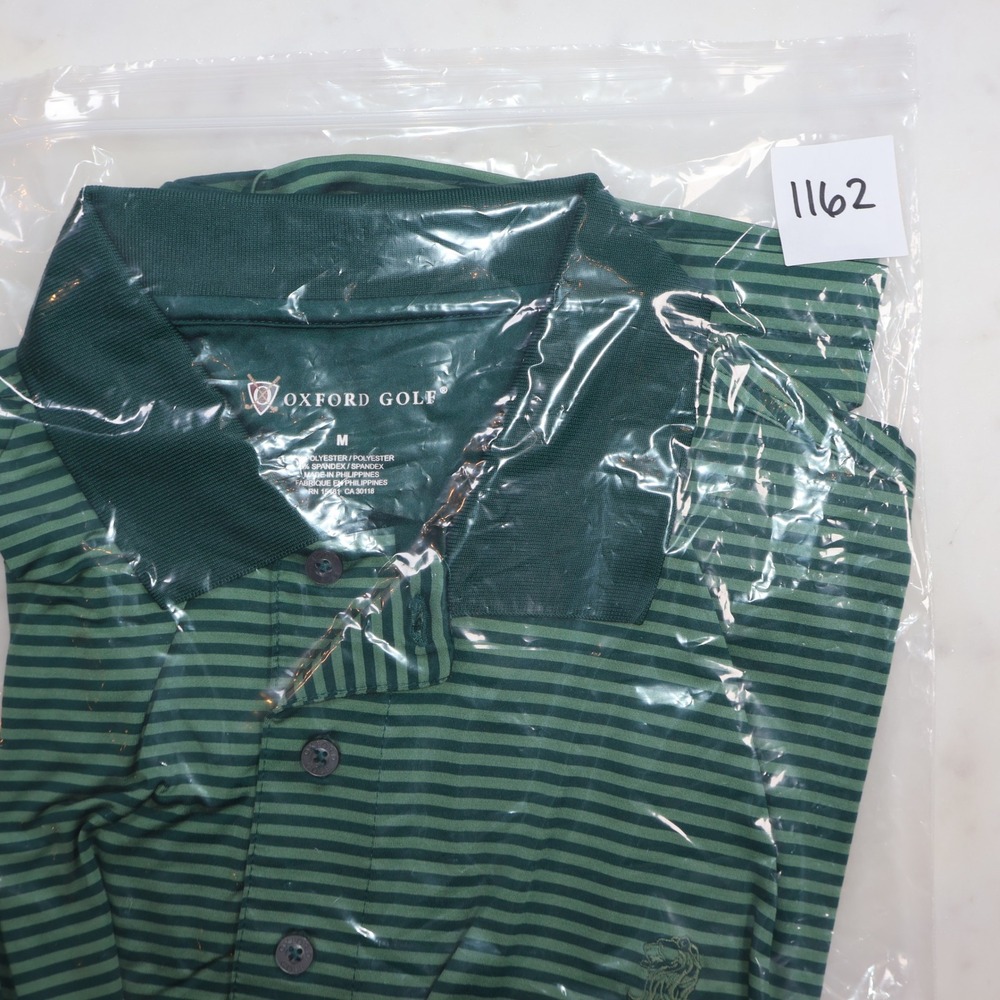 Oxford Golf Ritz Carlton St Thomas Green Striped Polo Shirt Mens Medium - Picture 9 of 9